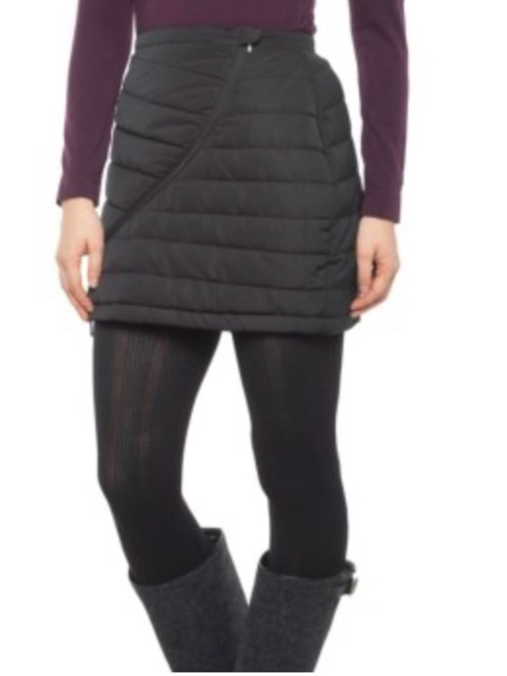 Neve Womens Size M Krista Black Quilted Puffer Ski Mini Skirt Asymmetrical Zip